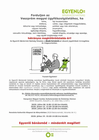 Egyenlő bánásmód ügyfélfogadás borítóképe