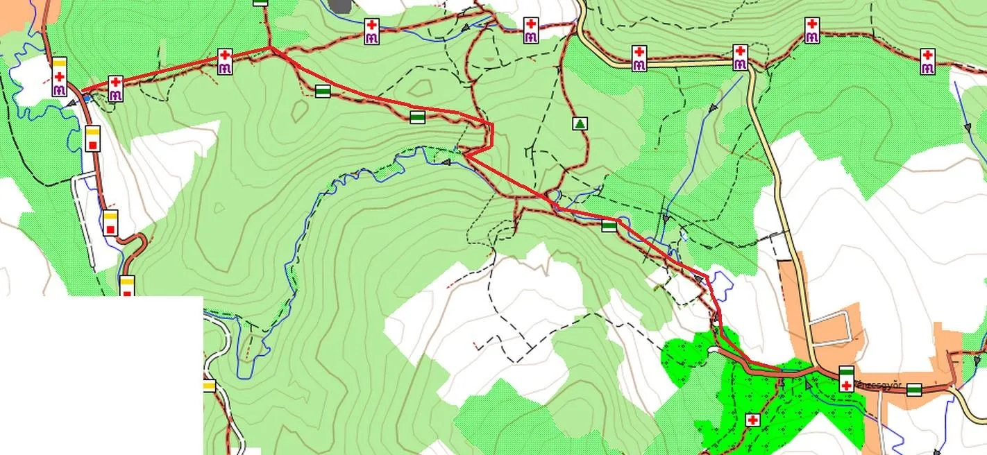 Javasolt túraútvonalak Pénzesgyőr > Szömörke-völgy > Judit-forrás > Borostyánkút, Bakonybél (5,5 km)